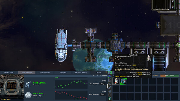 Vanguard Galaxy screenshot — trading bulk goods